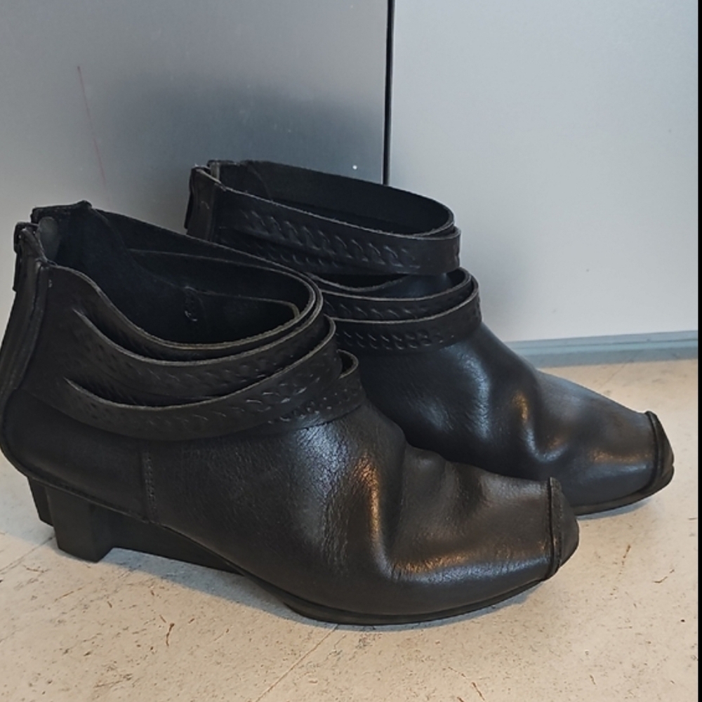 Trippen  Black Leather Ankle Boots Made in Germany